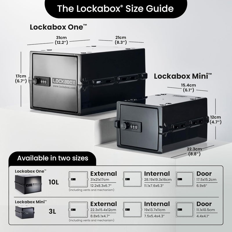 Lockabox Mini™ | Small Lock Box with Combination Lock (Half Letter Sized) | Mini Lockable Box for Small Medicines, Snacks & Mobile Phones | External Size 8.8 x 6.1 x 4.7 Inches (Jet) - Image 4